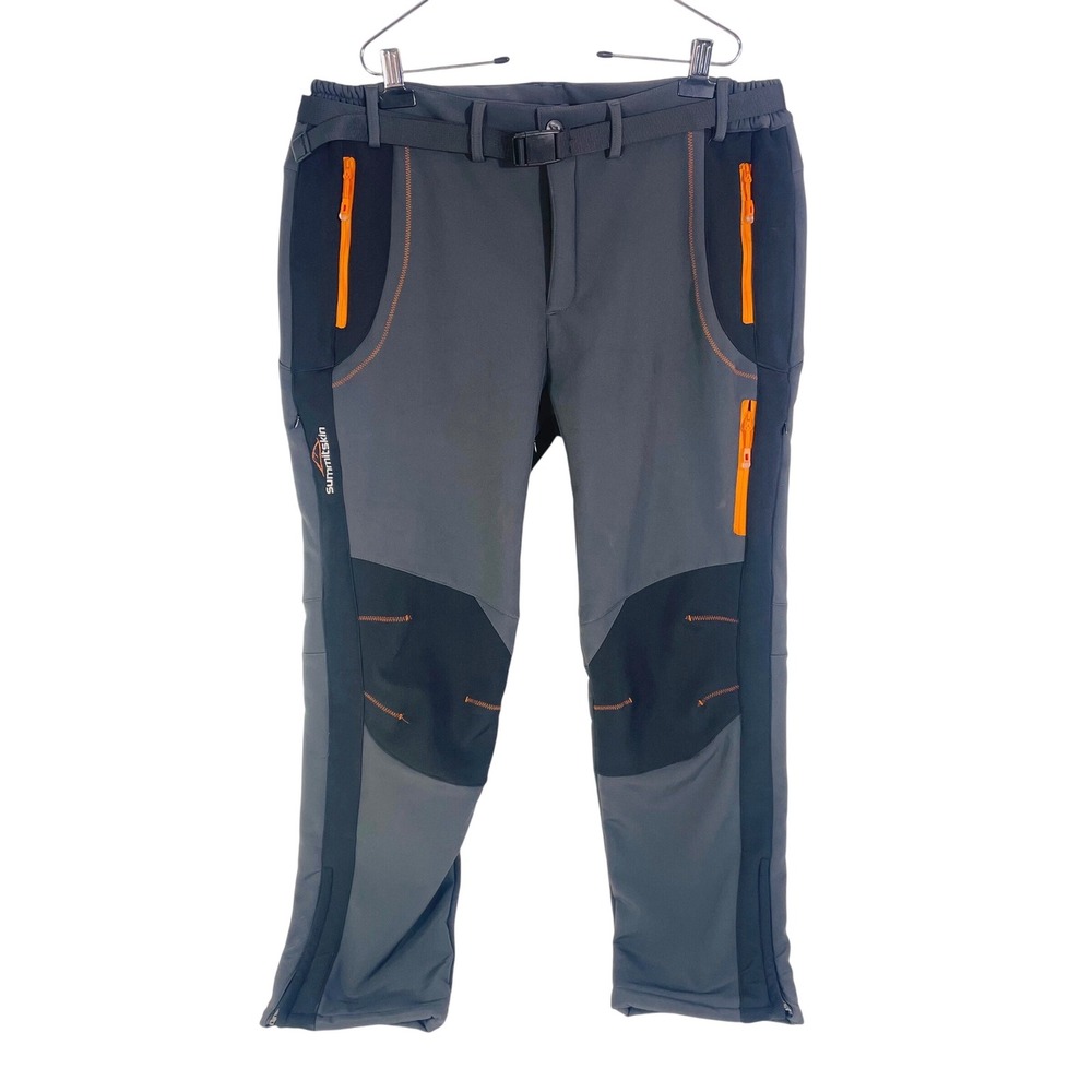 Summitskin Bombshell Men's 38x30 Gray Fleece Lined Softshell Hiking Pants Belted